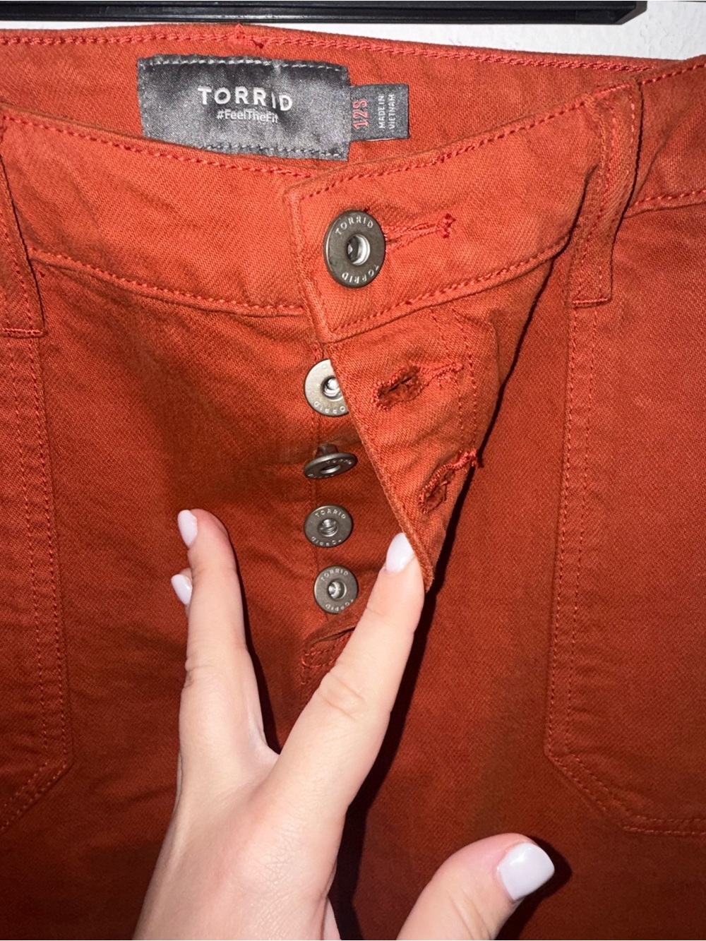 torrid Rust Button-Front Cropped Pants - Picture 5 of 6